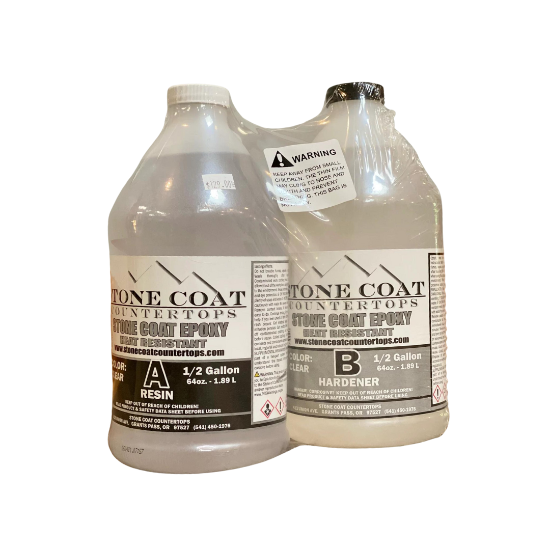 Decu Accuclear Epoxy Stone Coat Kit – 1 Gal Part A & 1/2 Gal Part B, For Pebble Stone Floor Repair & Coating